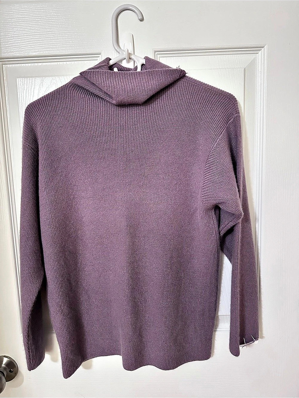 Dusan Cowl Neck Knit Sweater in Purple Size Large